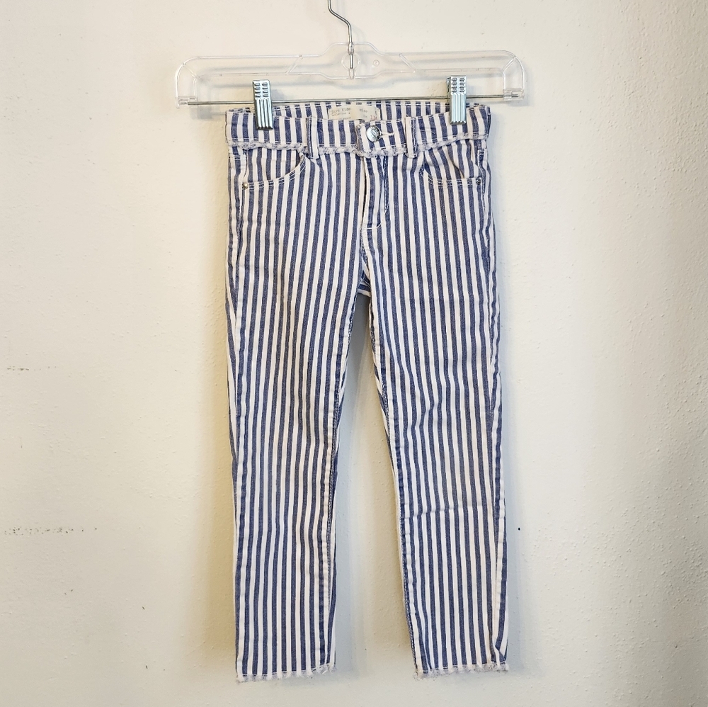 Zara Blue White Stripe Denim Pants